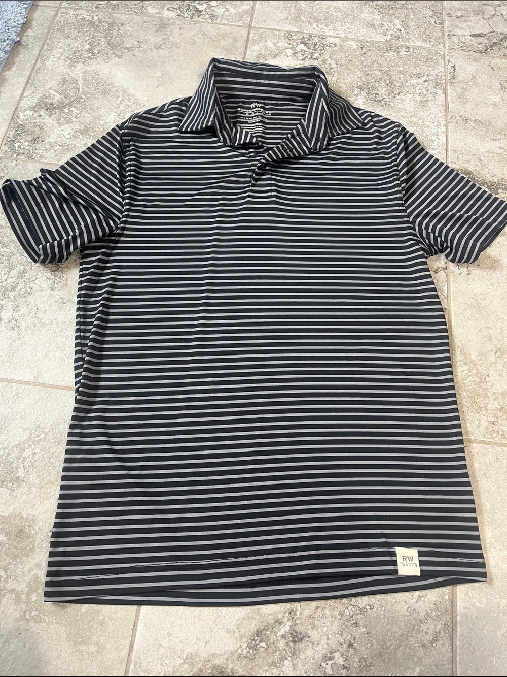 RW Striped Black & Gray Short-Sleeve Polo